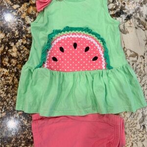Good Lad Green & Pink Watermelon Applique Matching Set